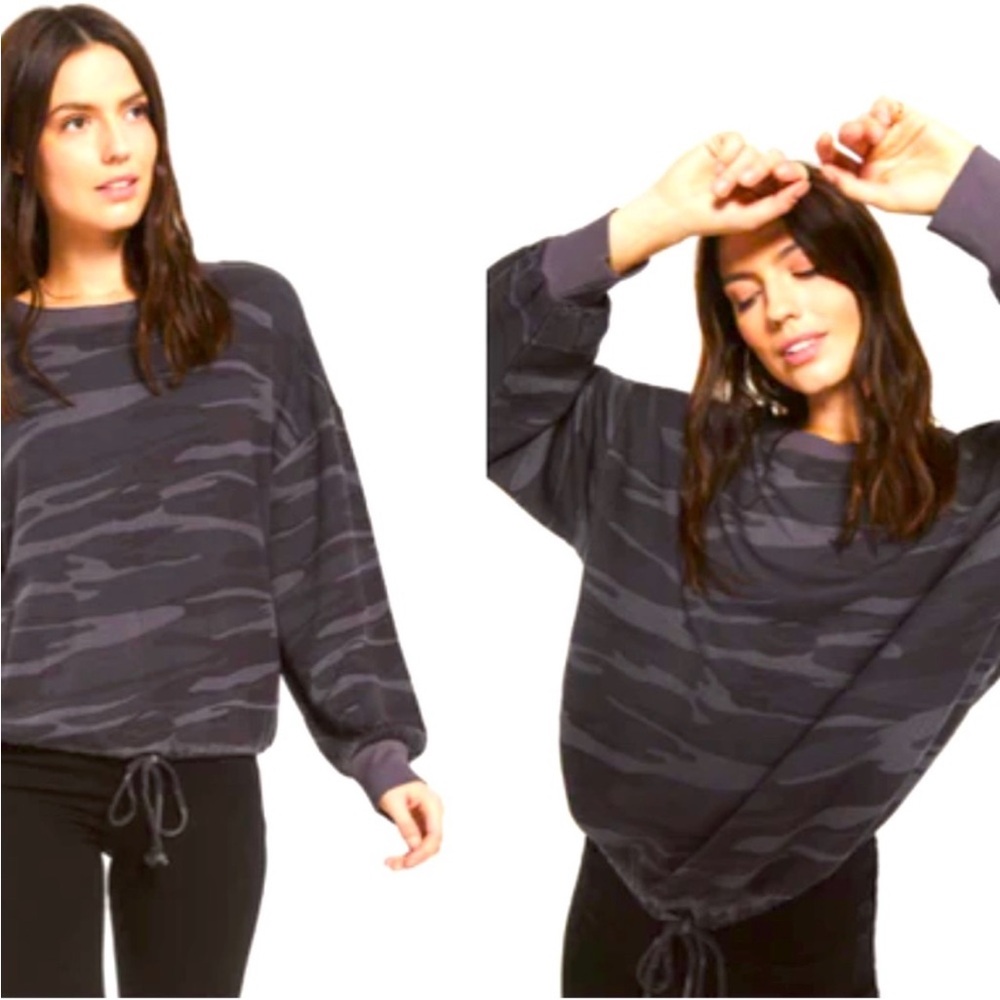 Z Supply Camo Relaxed Pullover sweatshirt in dark grey Size Small - Picture 8 of 8